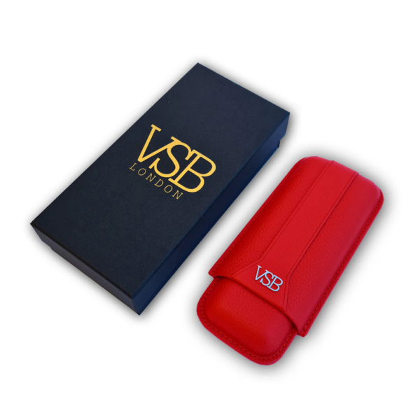 VSB London Two Finger Red Leather Cigar Case - Image 3