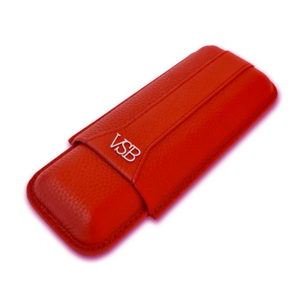 VSB London Two Finger Red Leather Cigar Case