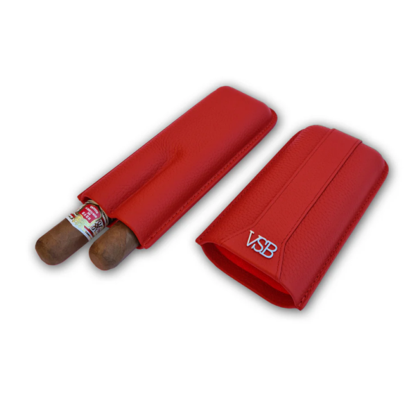 VSB London Two Finger Red Leather Cigar Case - Image 2