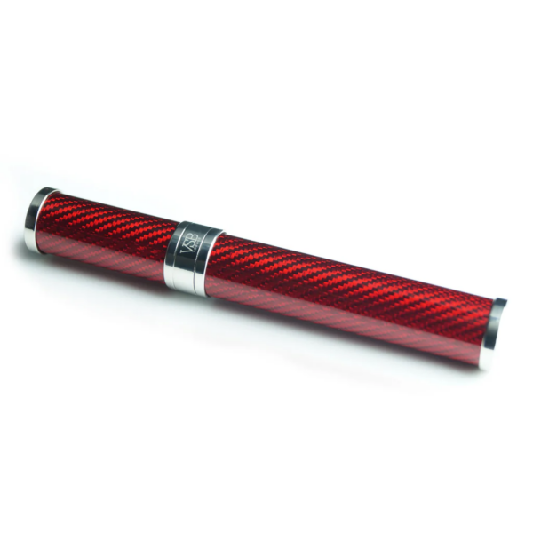 VSB London Gloss Red Carbon Fibre & Stainless Steel Cigar Tube