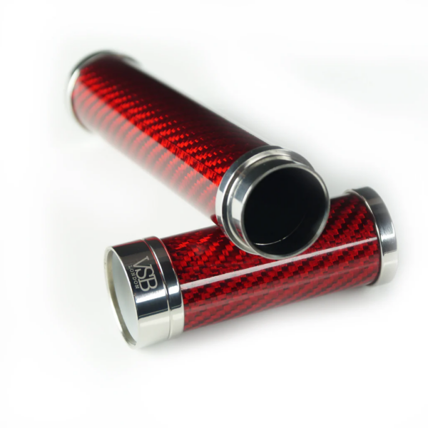 VSB London Gloss Red Carbon Fibre & Stainless Steel Cigar Tube - Image 3