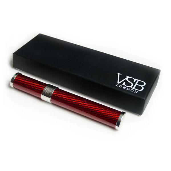 VSB London Gloss Red Carbon Fibre & Stainless Steel Cigar Tube - Image 2